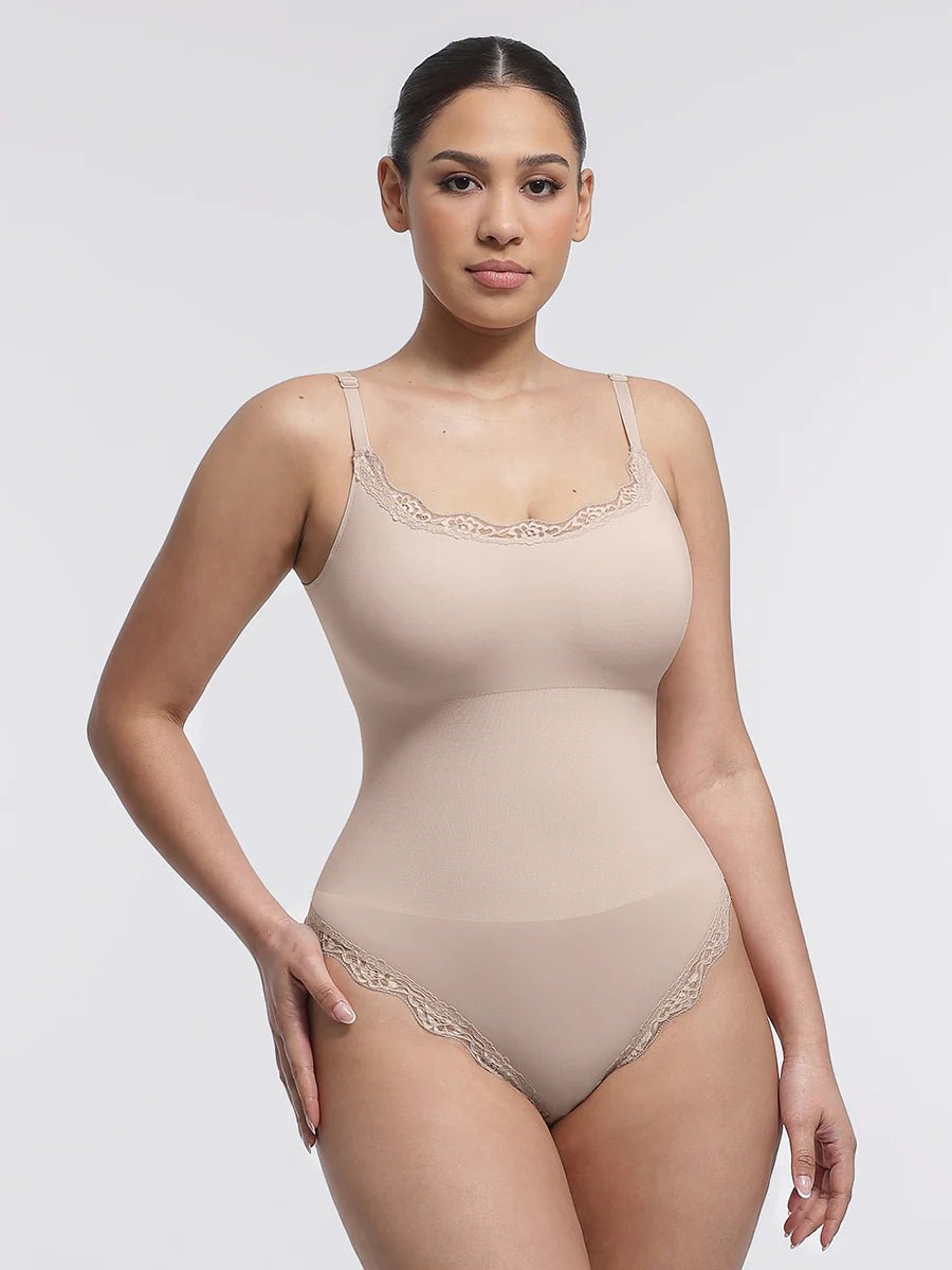 Seamless Lace Cami Bodysuit – Waist & Abdomen Shaping Thong - LOVIISA