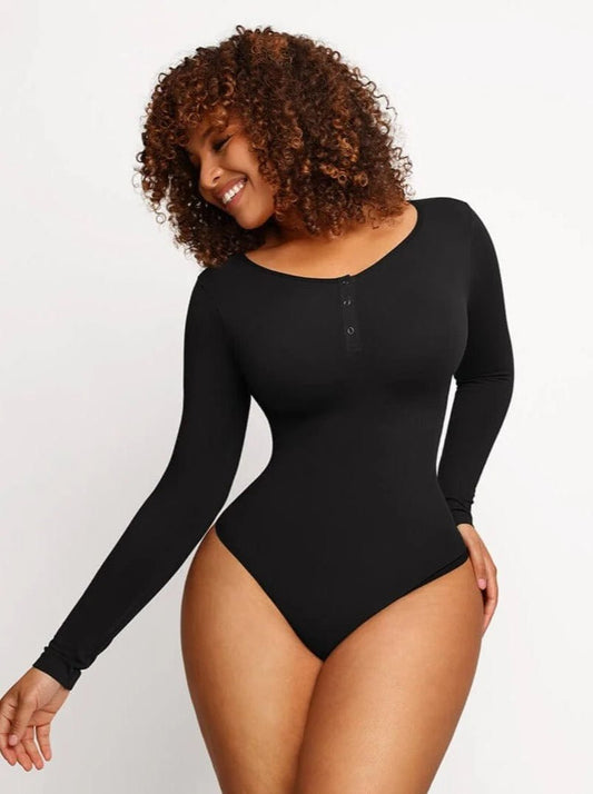 Seamless Long Sleeve Thong Bodysuit – Sleek Outerwear Fit - LOVIISA