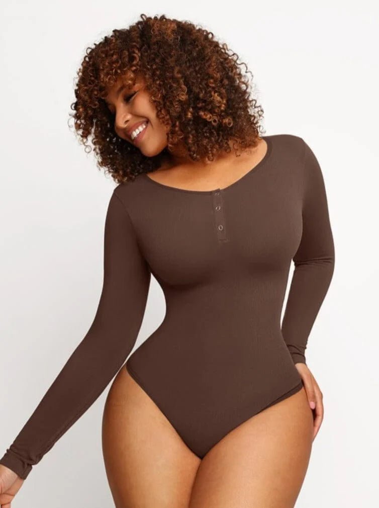 Seamless Long Sleeve Thong Bodysuit – Sleek Outerwear Fit - LOVIISA