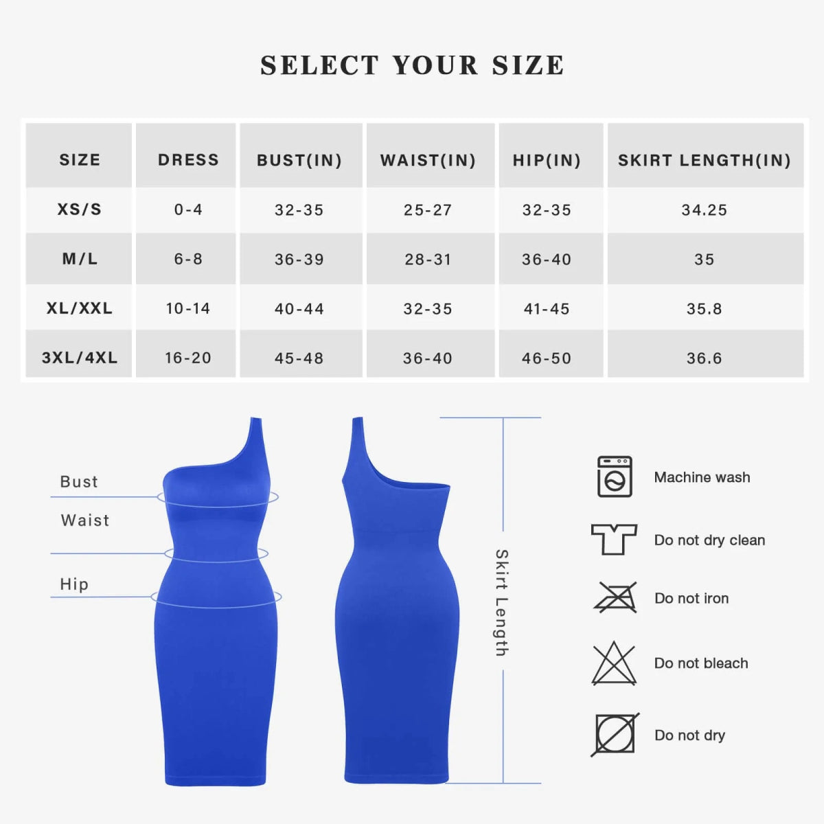 Seamless One - Shoulder Shaper Dress – Slanted Neck & Waist Trimming - LOVIISA