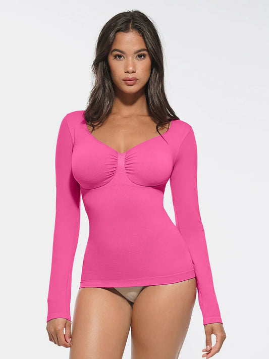 Seamless Shaping Top – Diamond Neck, Bust Support & Tummy Control - LOVIISA
