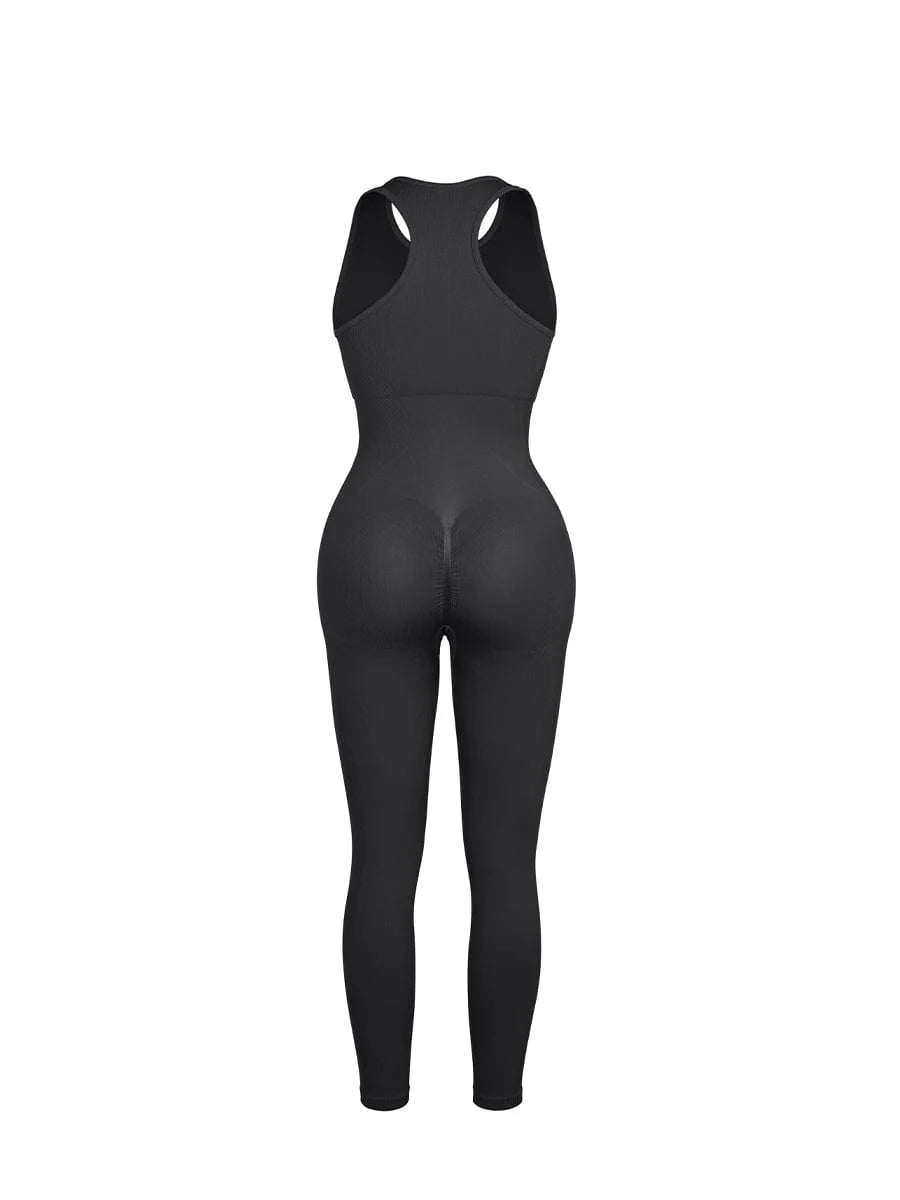 Seamless Zip Front Jumpsuit – Racerback 2 - in - 1 Sport Shaping - LOVIISA