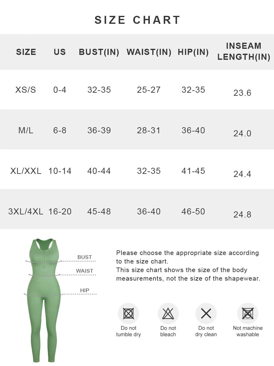 Seamless Zip Front Jumpsuit – Racerback 2 - in - 1 Sport Shaping - LOVIISA