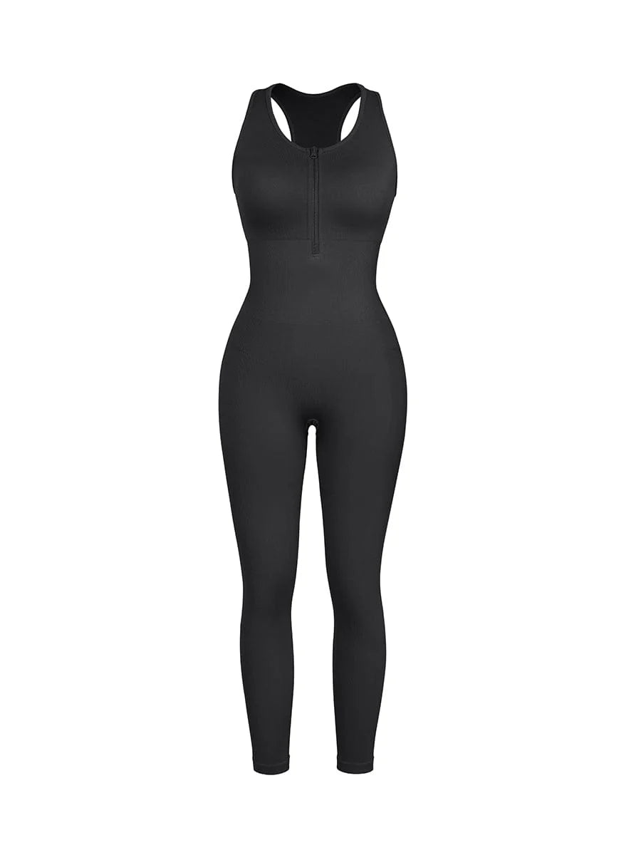 Seamless Zip Front Jumpsuit – Racerback 2 - in - 1 Sport Shaping - LOVIISA
