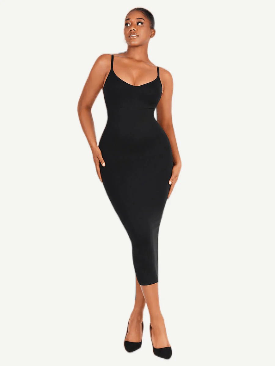Snatched Seamless Shaper Dress – V - Neck with Spaghetti Straps - LOVIISA