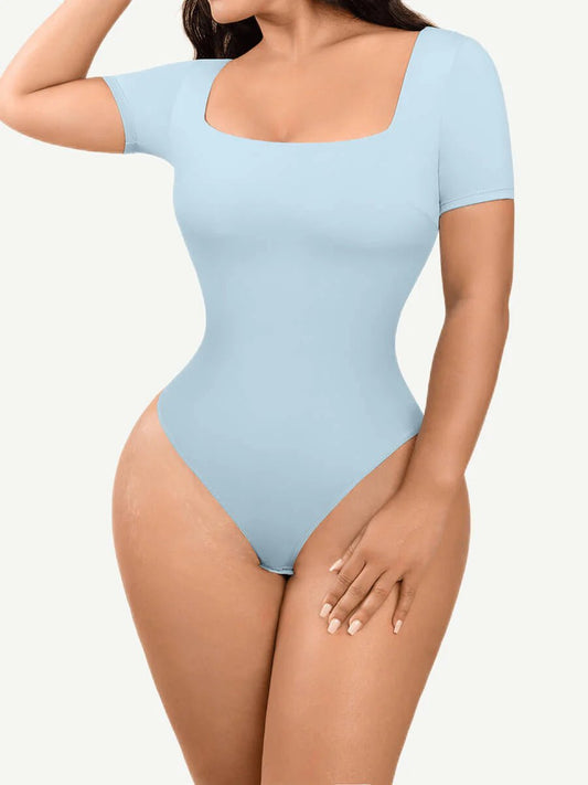 Square - Neck Bodysuit – Short Sleeve & Tummy Control Shapewear - LOVIISA