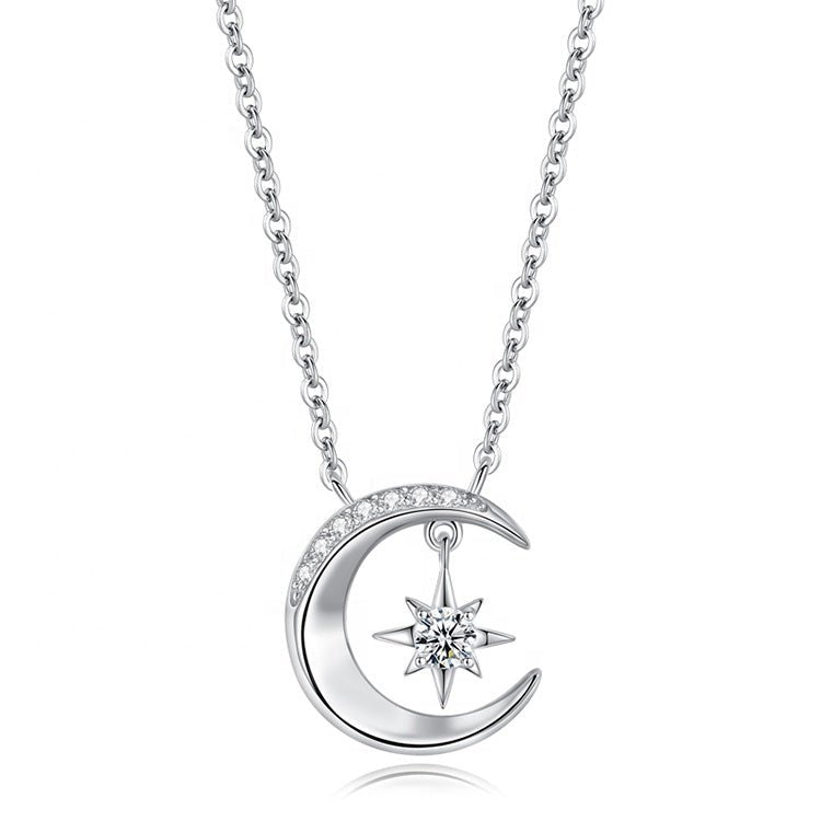 925 Silver Necklace Women Tiny Necklace Sun and Moon Necklace - LOVIISA