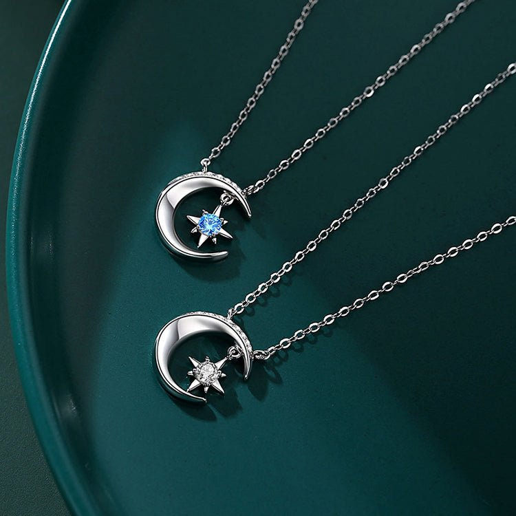 925 Silver Necklace Women Tiny Necklace Sun and Moon Necklace - LOVIISA