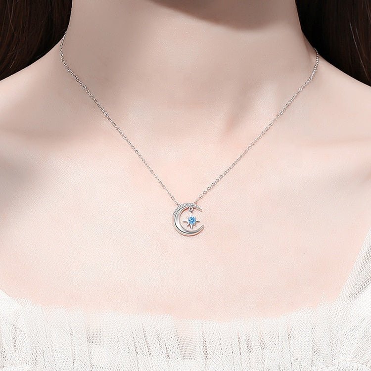 925 Silver Necklace Women Tiny Necklace Sun and Moon Necklace - LOVIISA