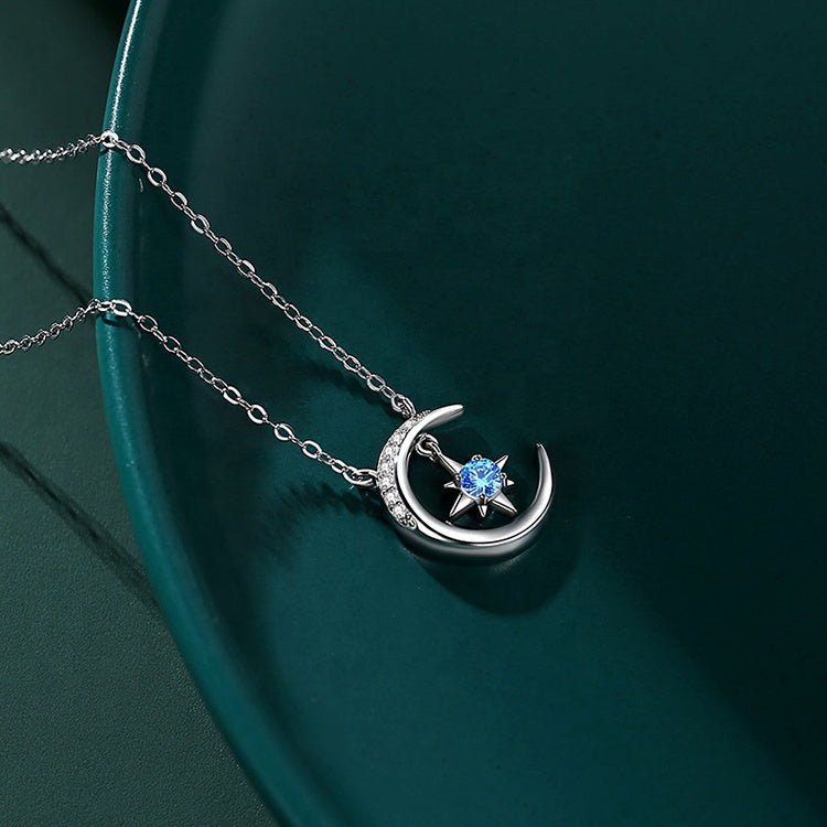 925 Silver Necklace Women Tiny Necklace Sun and Moon Necklace - LOVIISA