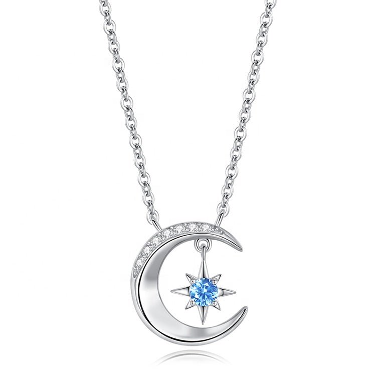 925 Silver Necklace Women Tiny Necklace Sun and Moon Necklace - LOVIISA