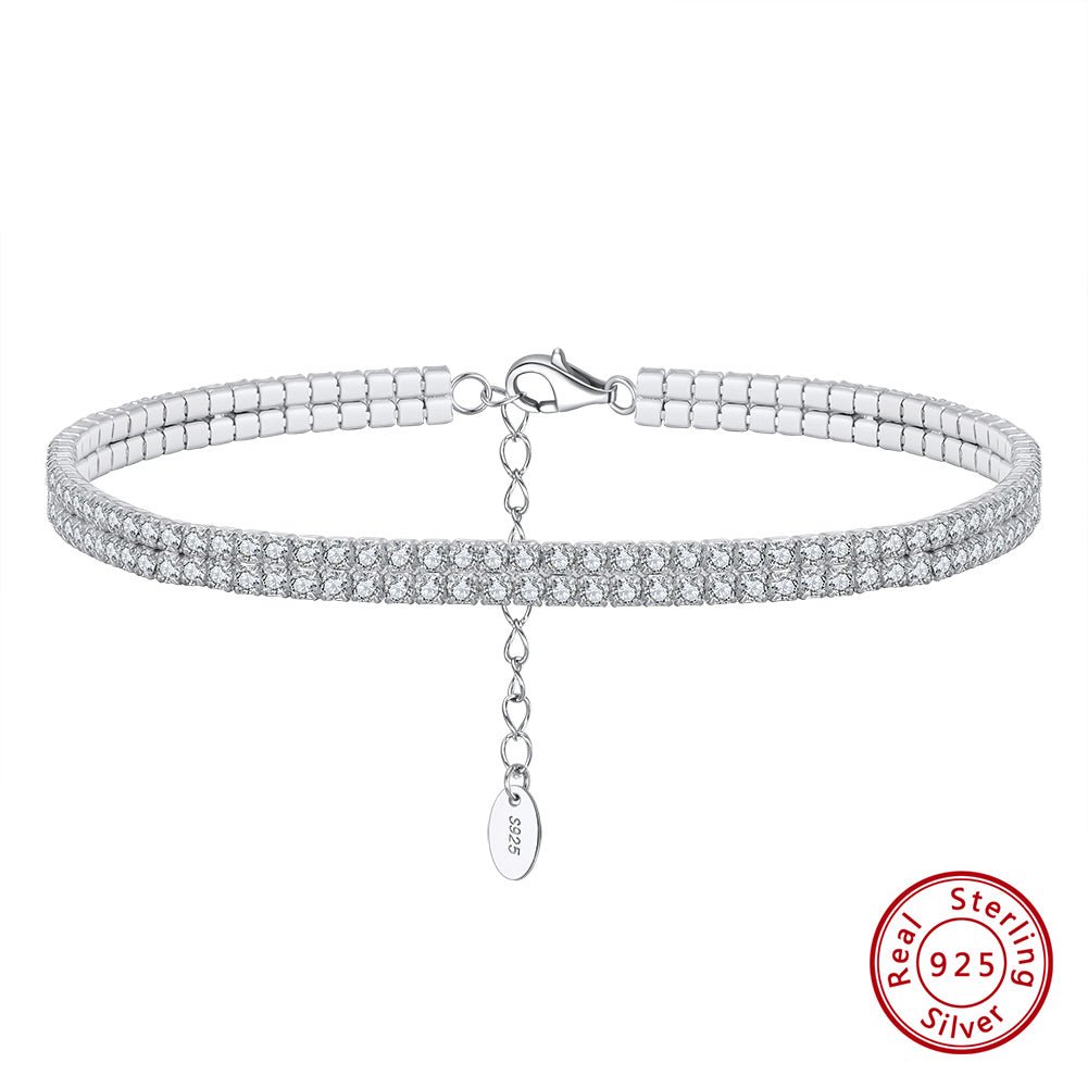 925 Sterling Silver 2mm and 2 Rows Anklet - LOVIISA