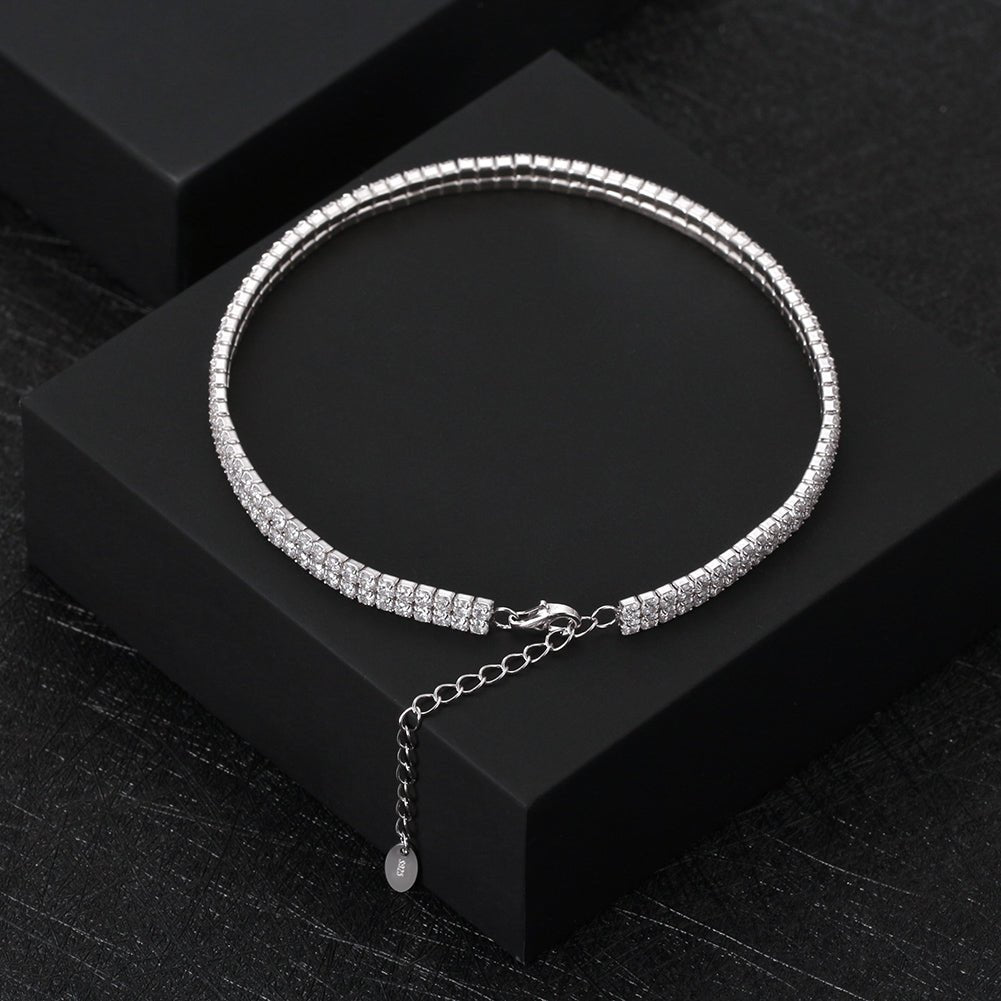 925 Sterling Silver 2mm and 2 Rows Anklet - LOVIISA