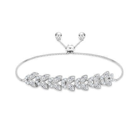 925 Sterling Silver Dainty Cubic Zirconia Leaf Bracelet Women - LOVIISA