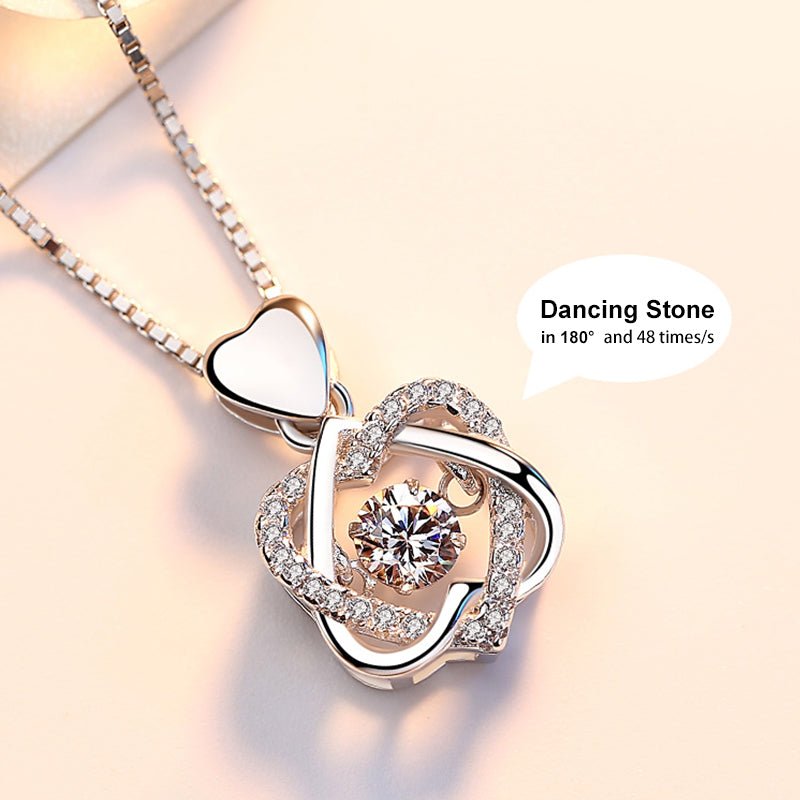 925 Sterling Silver Dancing CZ Double Beating Heart Jewelry - LOVIISA