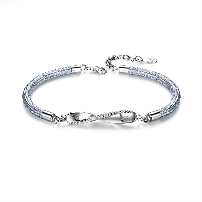 Adjustable Braided Rope 925 Sterling Silver Infinity Bracelet - LOVIISA