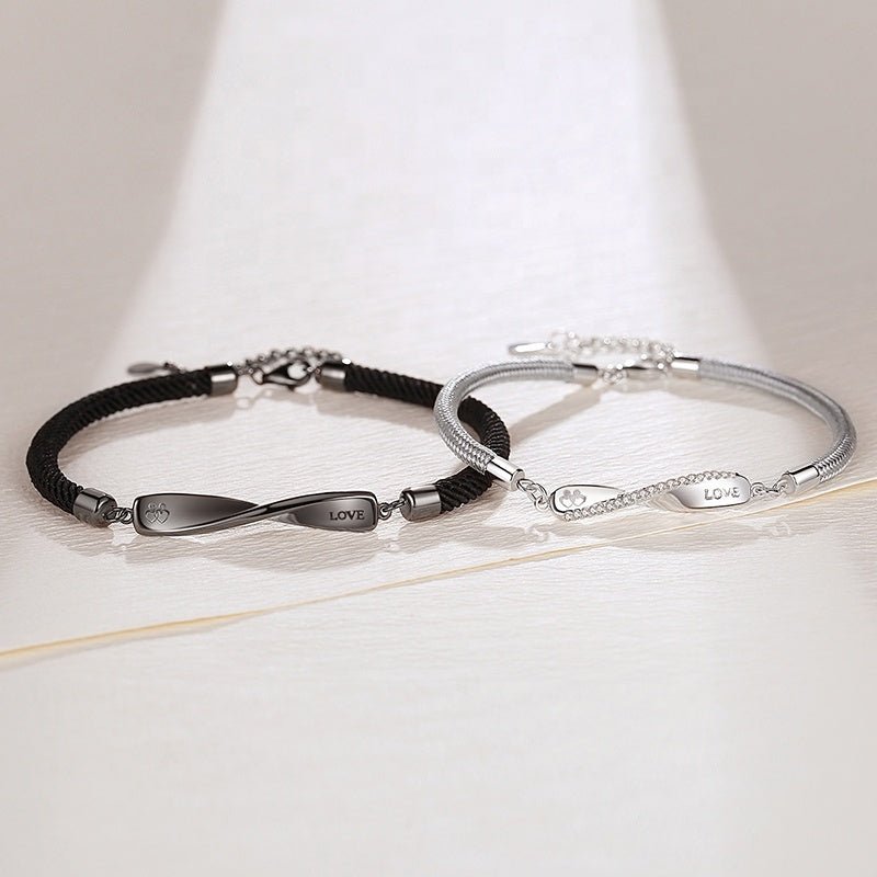 Adjustable Braided Rope 925 Sterling Silver Infinity Bracelet - LOVIISA