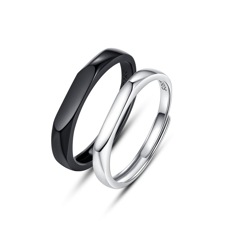 Couple Rings 925 Sterling Silver Couple Rings Black Jewelry - LOVIISA