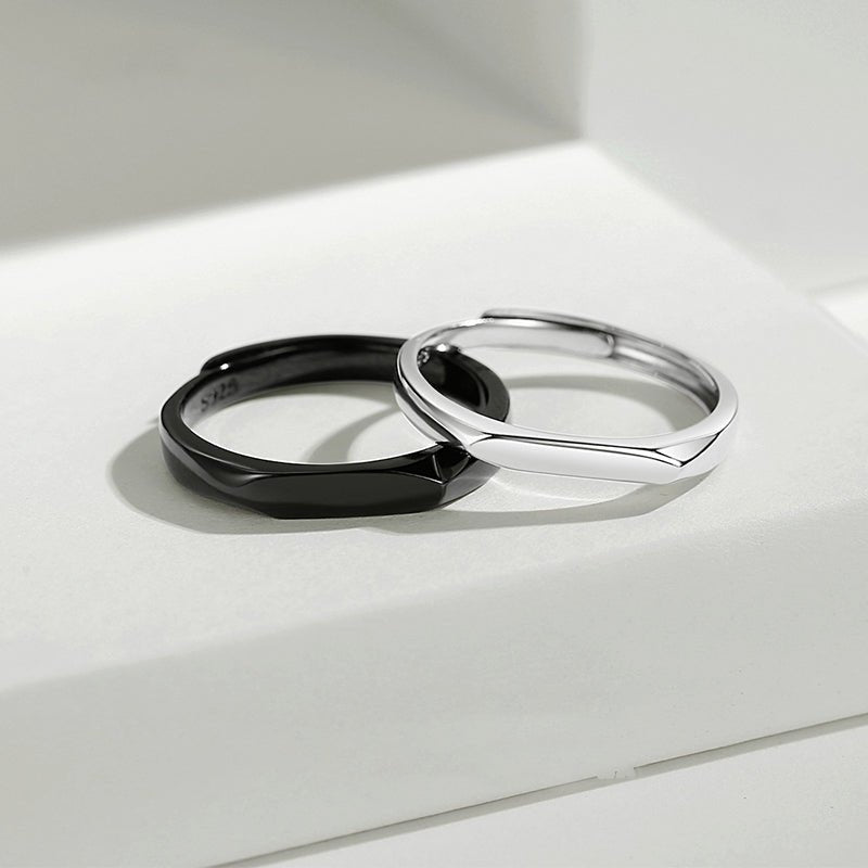 Couple Rings 925 Sterling Silver Couple Rings Black Jewelry - LOVIISA