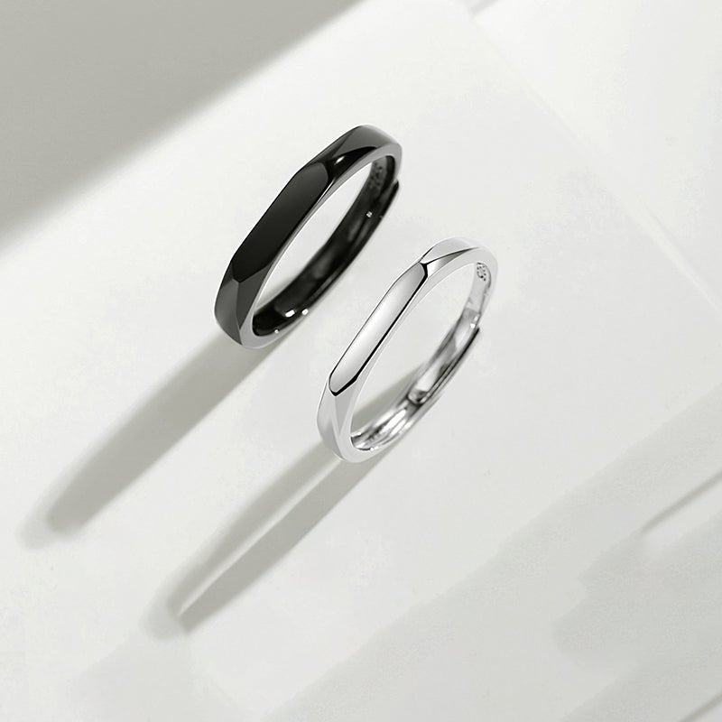 Couple Rings 925 Sterling Silver Couple Rings Black Jewelry - LOVIISA