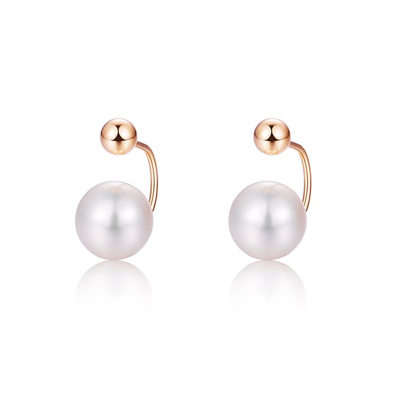 Cute Rear Hanging Pearl Earrings for Women Wedding Fashion 18k Gold Real - LOVIISA