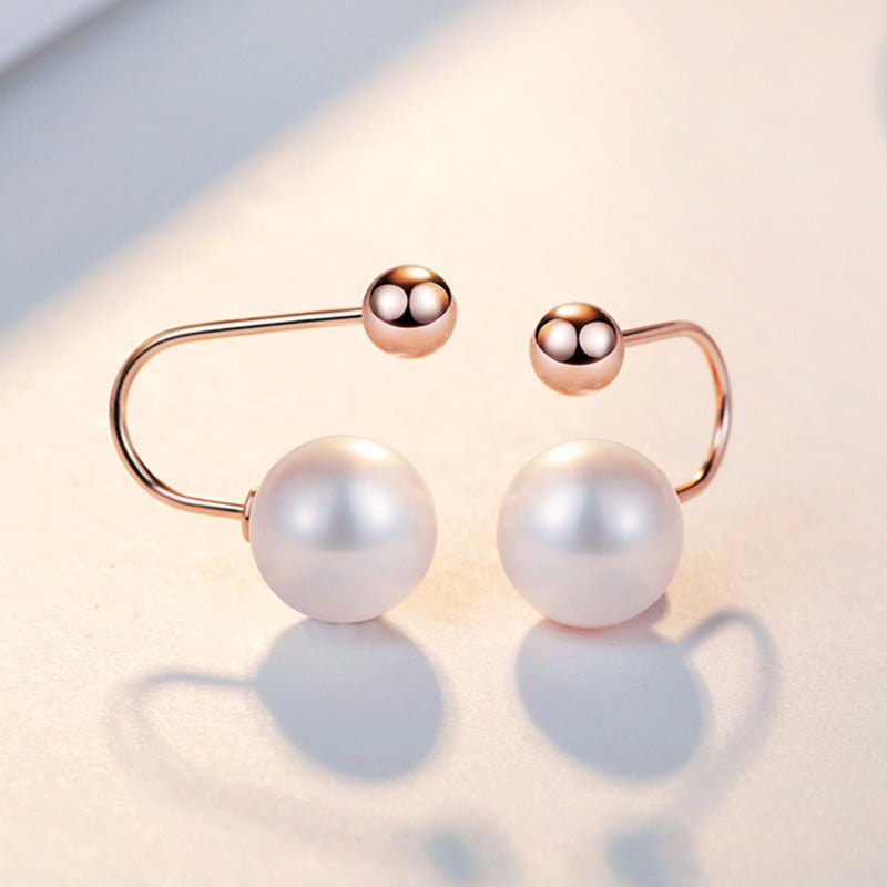 Cute Rear Hanging Pearl Earrings for Women Wedding Fashion 18k Gold Real - LOVIISA