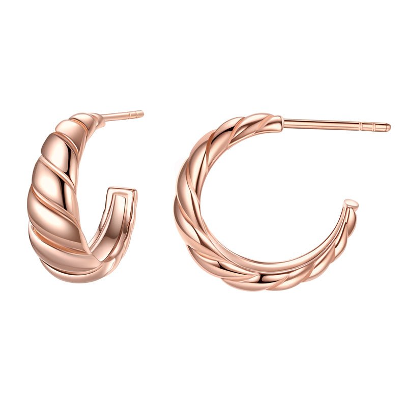 Earrings 925 Sterling Silver Hoops Rose Gold - LOVIISA