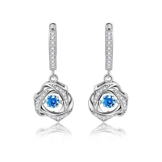 Earrings Moving Cubic Zirconia Set Sterling Silve - LOVIISA