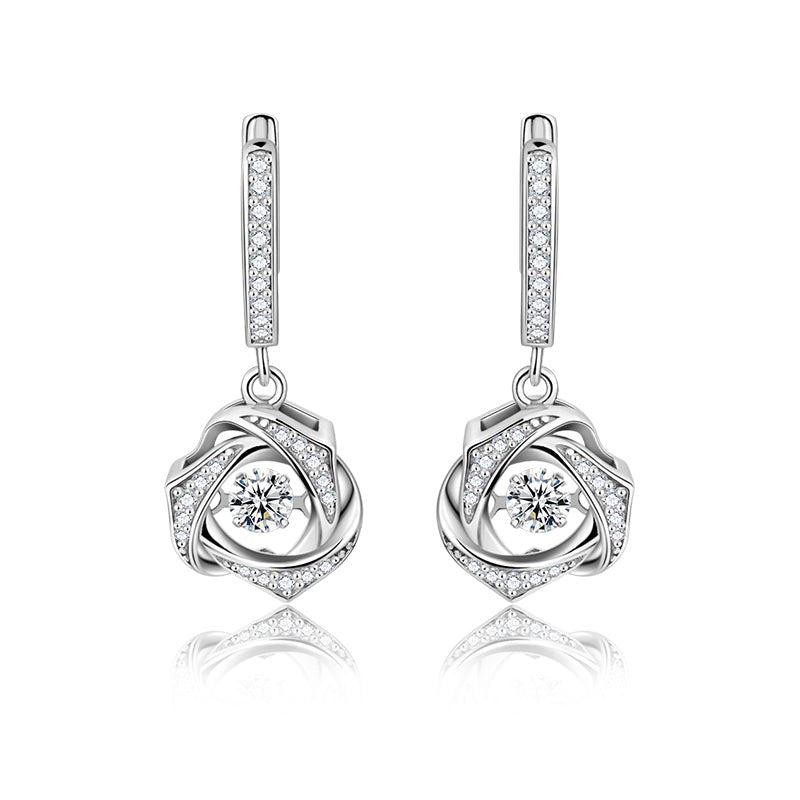 Earrings Moving Cubic Zirconia Set Sterling Silve - LOVIISA