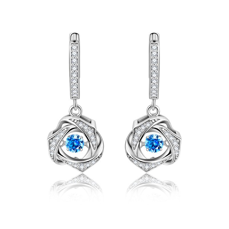 Earrings Moving Cubic Zirconia Set Sterling Silve - LOVIISA