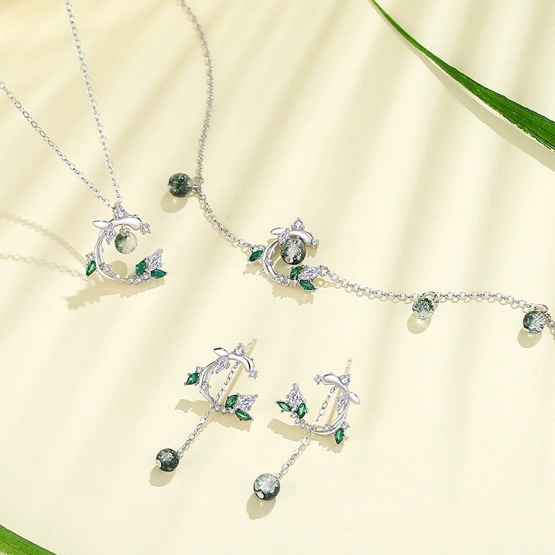 Green Crystal S925 Silver Jewelry Set - LOVIISA