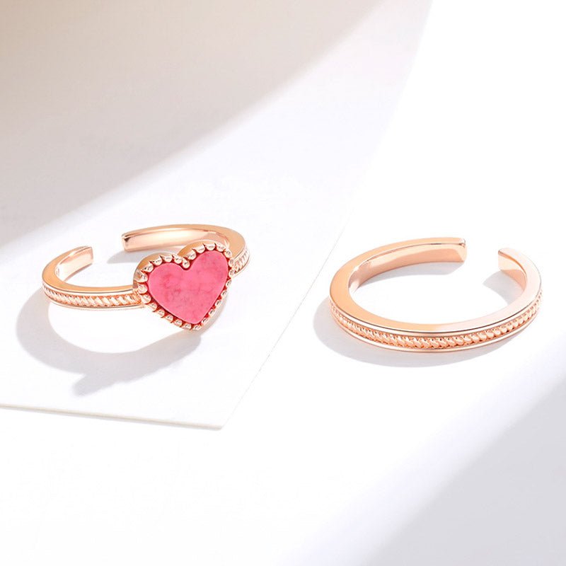 Heart Shaped 925 Sterling Silver Ring Jewelry Adjustable Sweet Cute Rings - LOVIISA