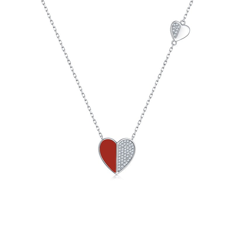 Heart Shaped Chain Silver 925 Necklace Valentines - LOVIISA