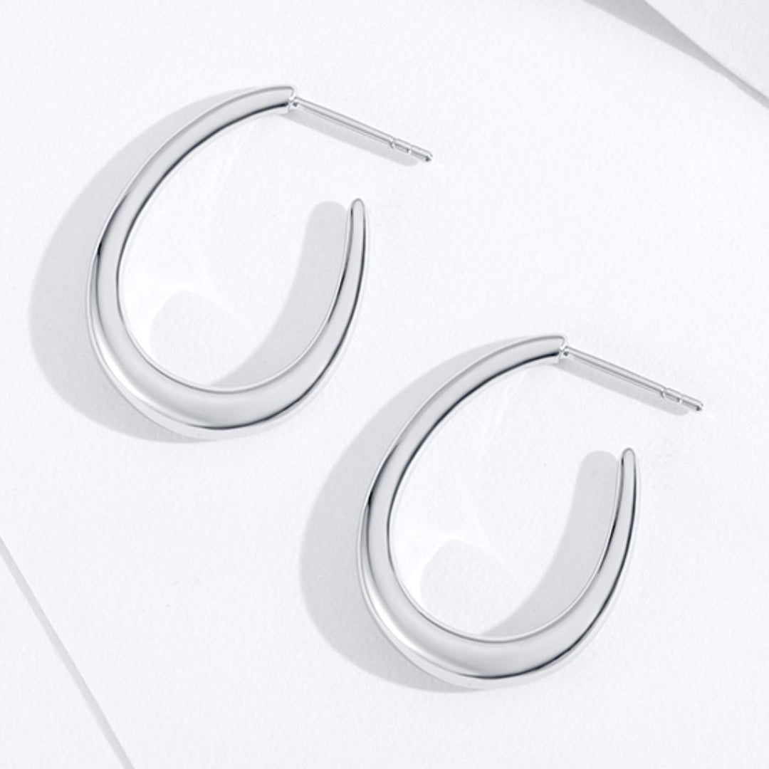 Hoop Earrings Gold Open C Shape 925 - LOVIISA