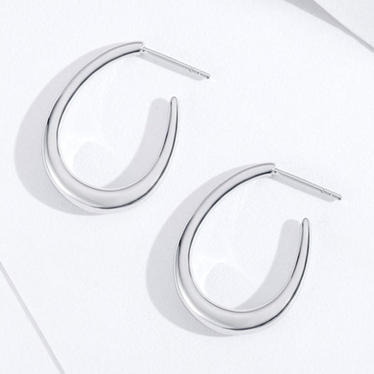 Hoop Earrings Gold Open C Shape 925 - LOVIISA