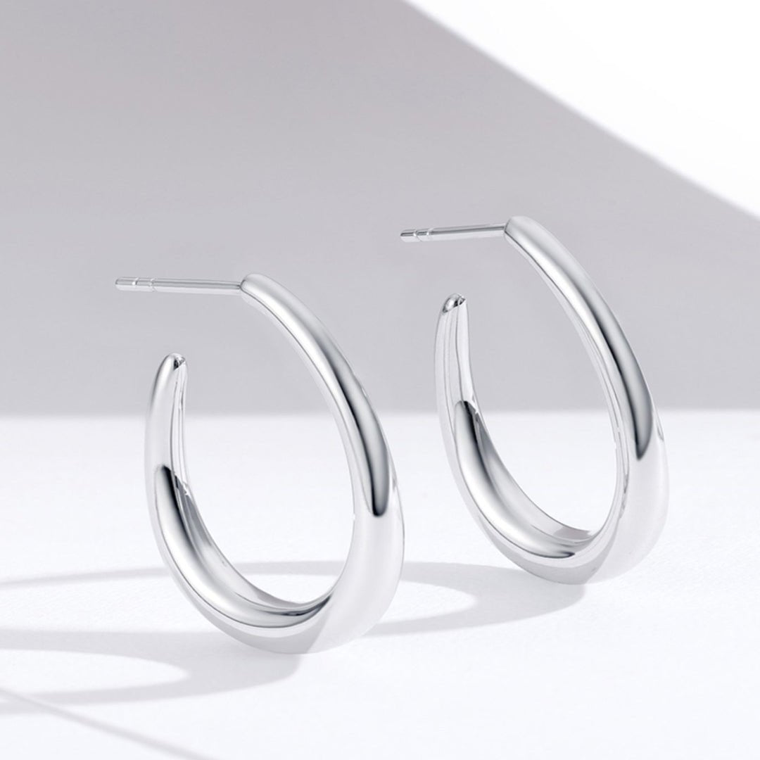 Hoop Earrings Gold Open C Shape 925 - LOVIISA