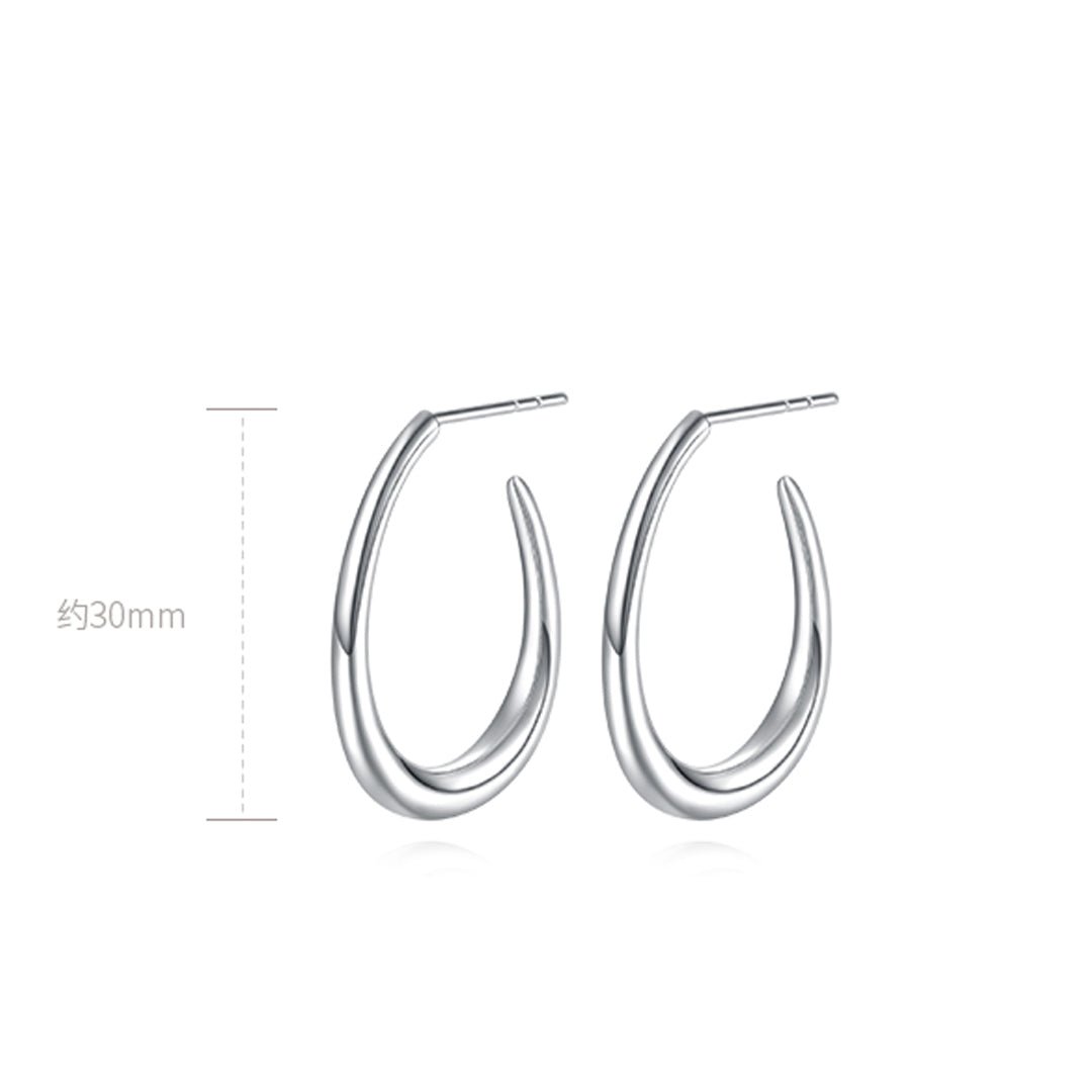 Hoop Earrings Gold Open C Shape 925 - LOVIISA