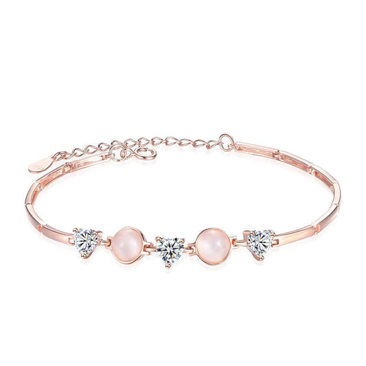 Jewelry 925 Silver Rose Gold Jewellery Pink Natural l Bracelets - LOVIISA