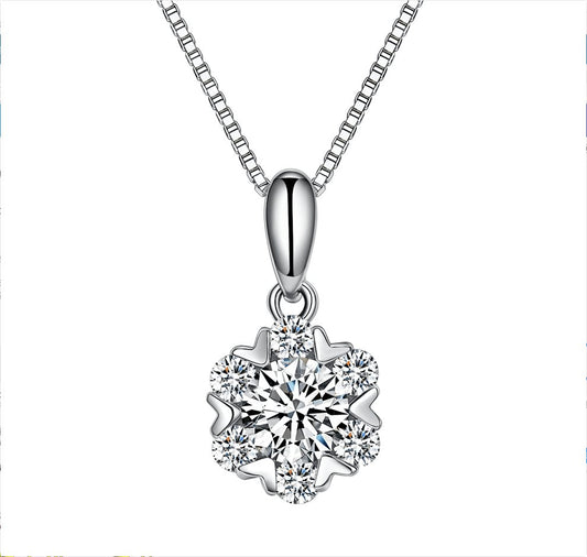 Jewelry 925 Sterling Silver Crystal Necklace Round Pendant Necklace - LOVIISA