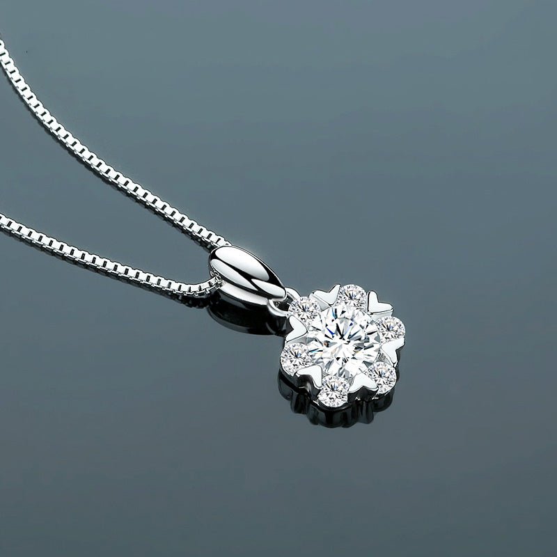 Jewelry 925 Sterling Silver Crystal Necklace Round Pendant Necklace - LOVIISA