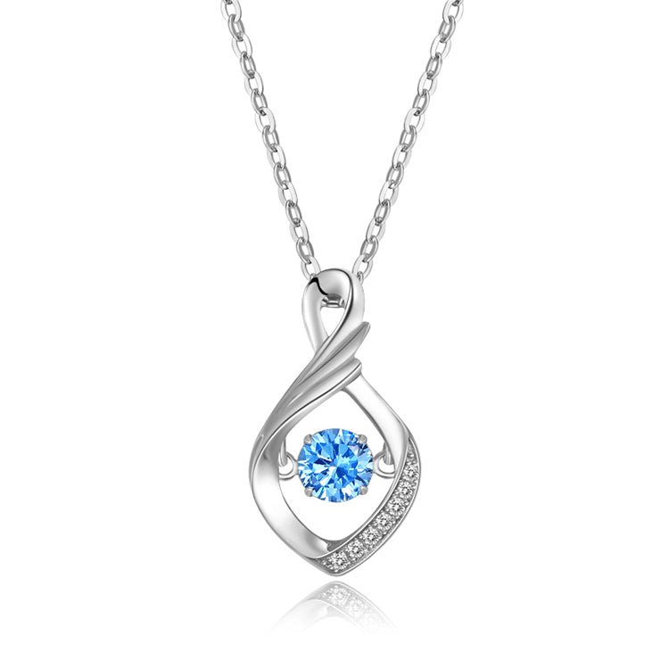 Jewelry Blue Cubic Zirconia Silver 925 Sterling Silver Pendant Necklace Jewellery - LOVIISA