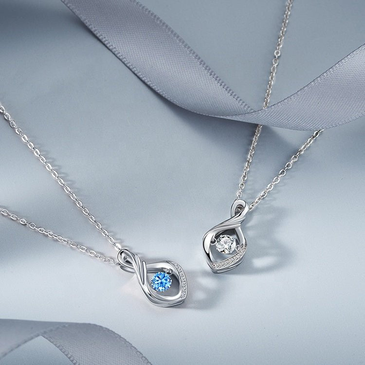 Jewelry Blue Cubic Zirconia Silver 925 Sterling Silver Pendant Necklace Jewellery - LOVIISA