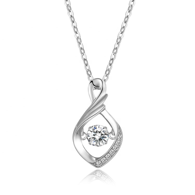 Jewelry Blue Cubic Zirconia Silver 925 Sterling Silver Pendant Necklace Jewellery - LOVIISA