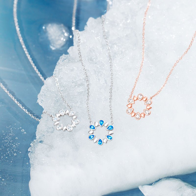 Necklace Set Small Snowflower Natural Stone Pendant Necklace Jewelry - LOVIISA