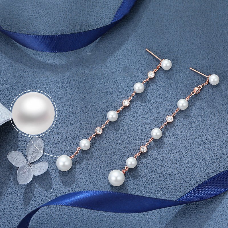 OEM&ODM VANA Jewelry Long Silver Shell Pearl Statement Earrings Women Holiday Jewelry Wedding Earrings - LOVIISA