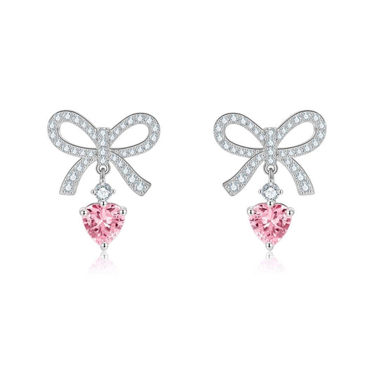 Pink Heart Earings 925 Sterling Silver - LOVIISA