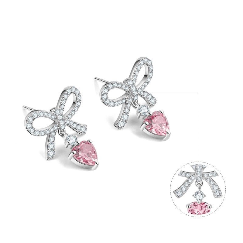 Pink Heart Earings 925 Sterling Silver - LOVIISA