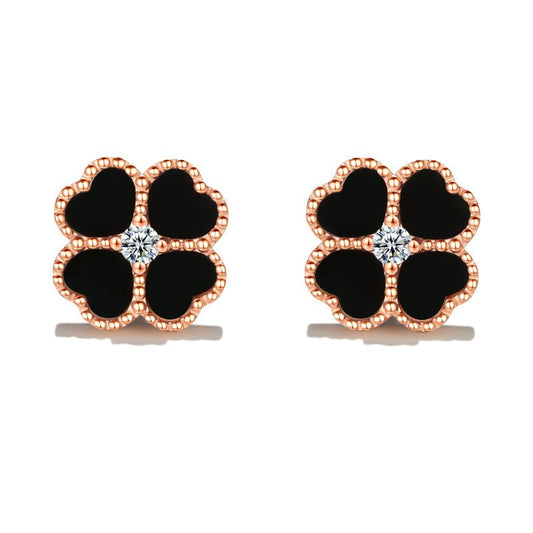 Real 18K Solid Gold Jewelry Clover Stud Earrings - LOVIISA