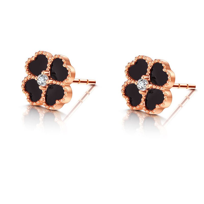 Real 18K Solid Gold Jewelry Clover Stud Earrings - LOVIISA