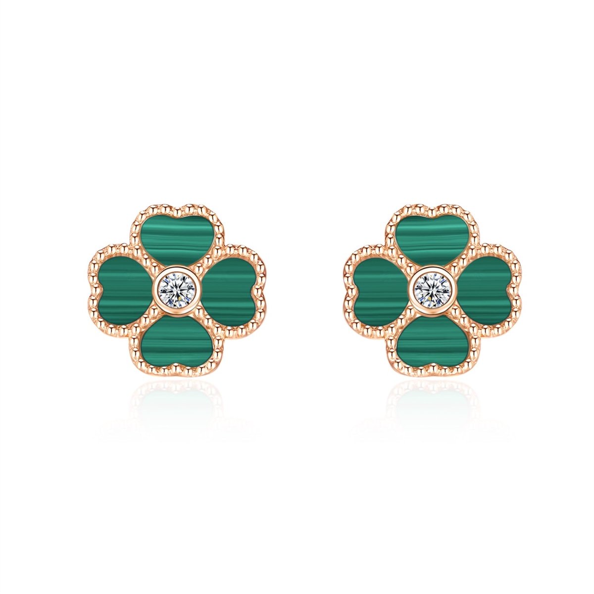 Real 18K Solid Gold Jewelry Clover Stud Earrings - LOVIISA